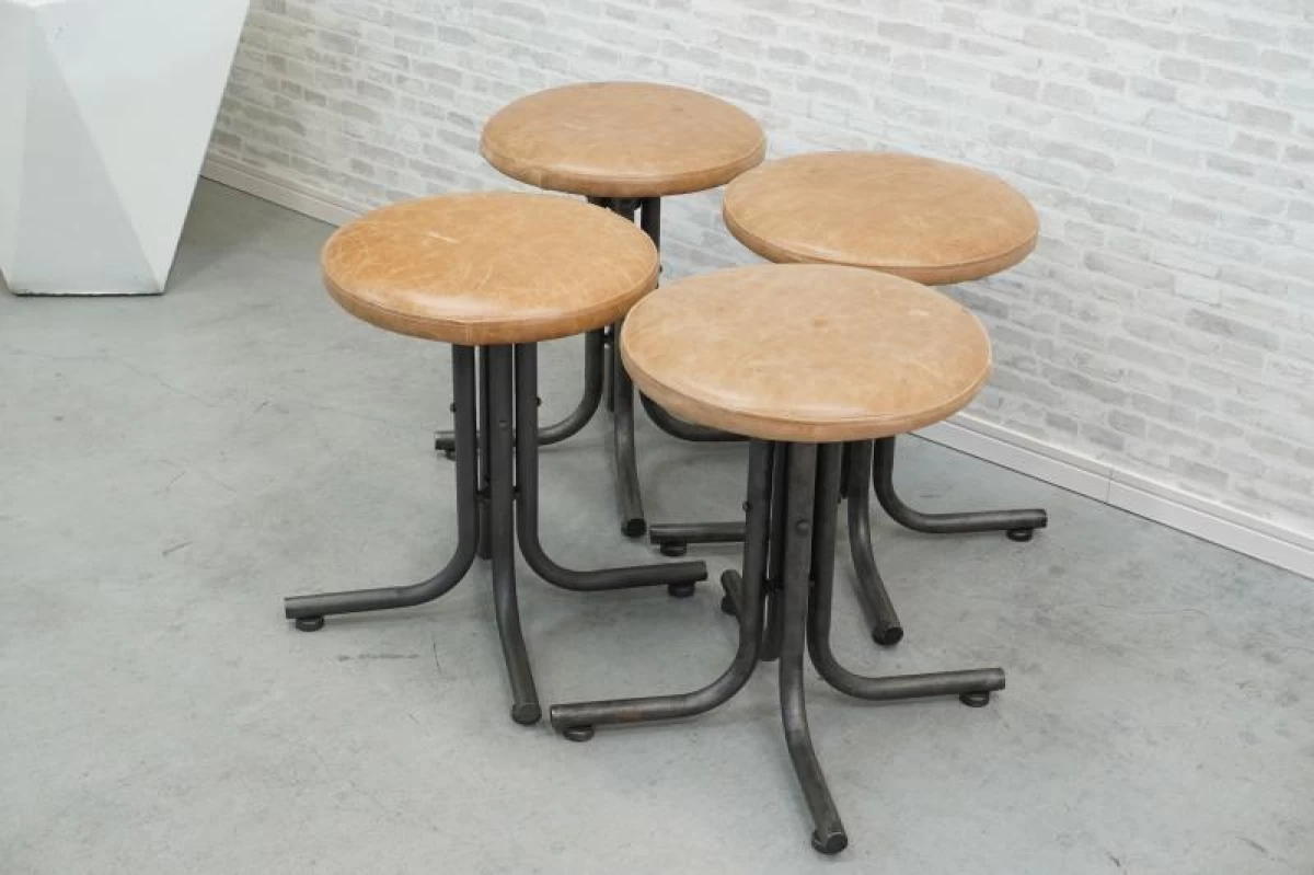 関家具 ノットアンティークス スツール4脚セット〔ブラック脚〕